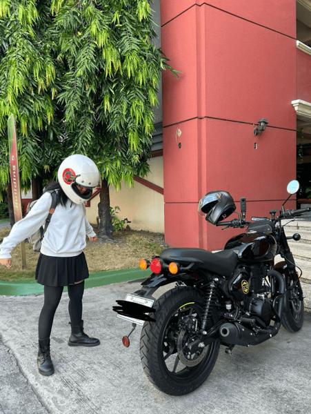 Partner with motorcycle